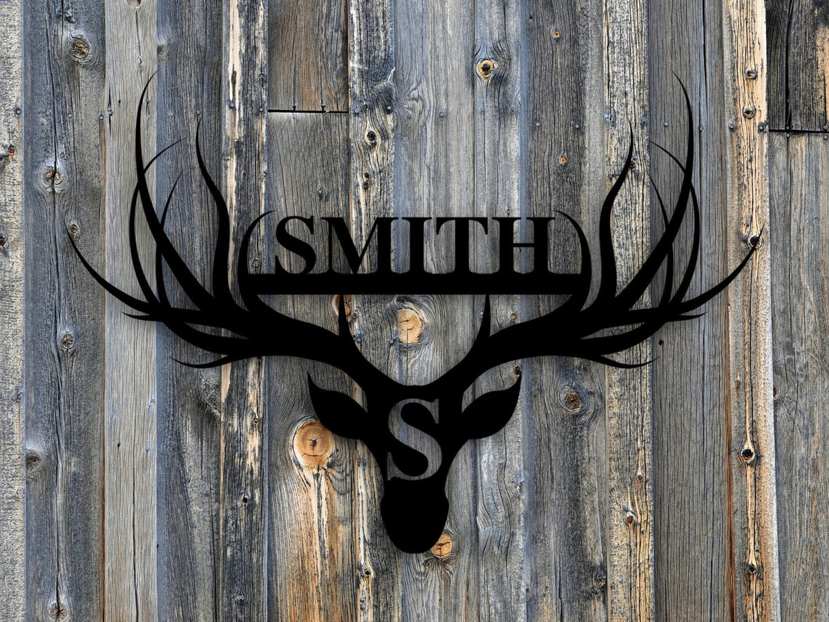 Deer Last Name Sign Metal Deer Sign Antler Wall Sign Hunting Present Man Gift Deer Family Name Sign Hunter Valentines