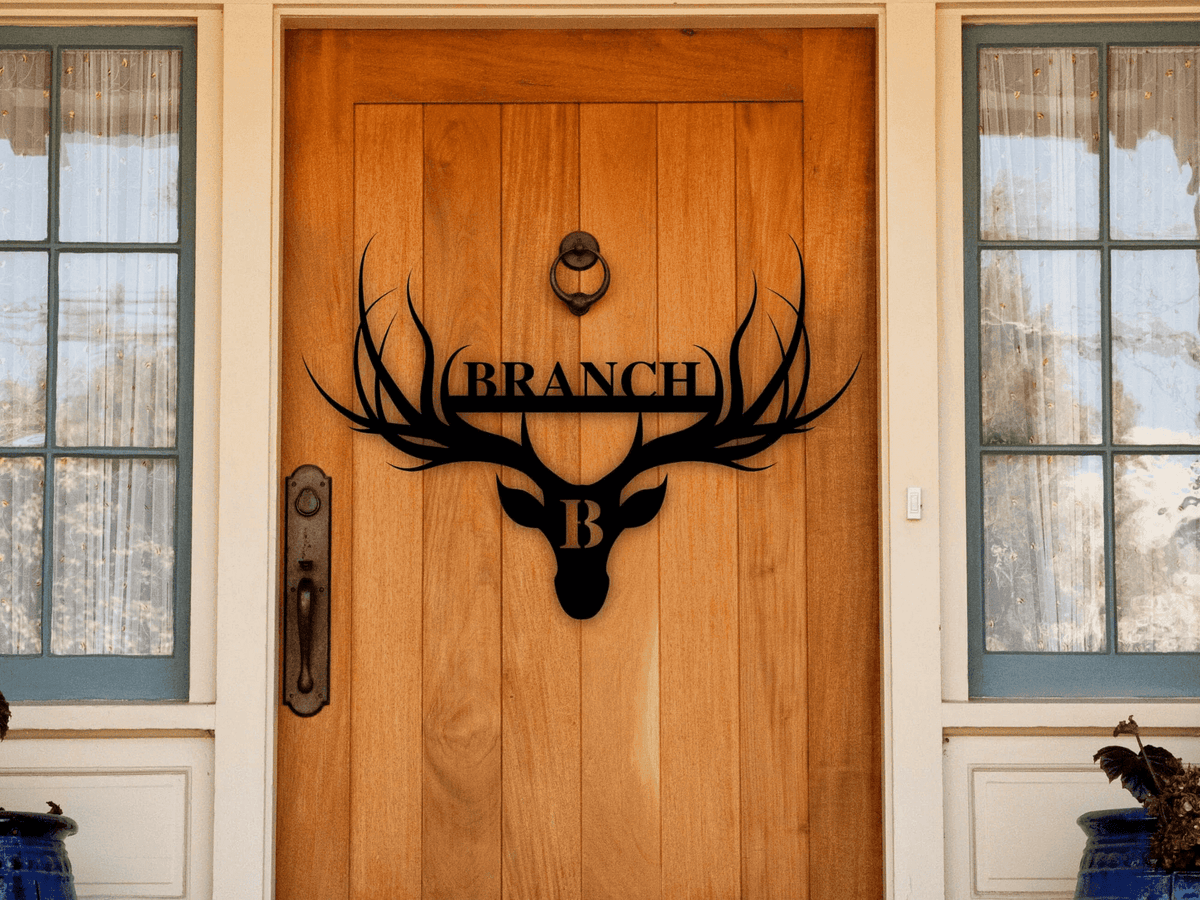 Deer Last Name Sign Metal Deer Sign Antler Wall Sign Hunting Present Man Gift Deer Family Name Sign Hunter Valentines