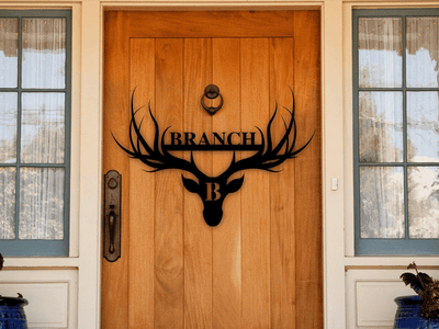 Deer Last Name Sign Metal Deer Sign Antler Wall Sign Hunting Present Man Gift Deer Family Name Sign Hunter Valentines