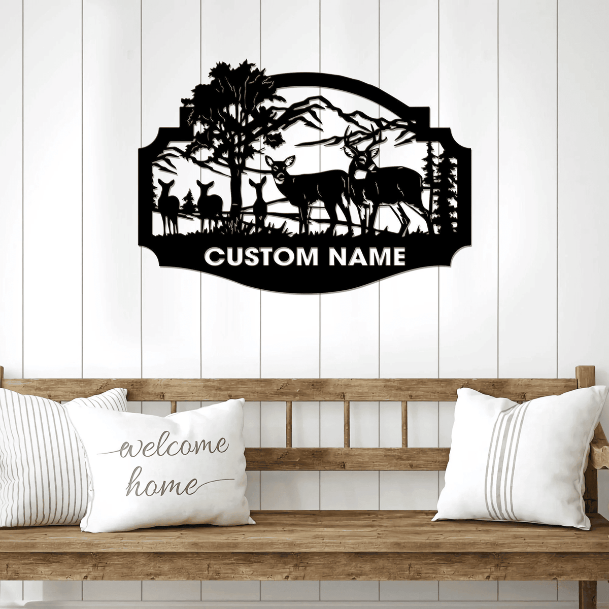 Deer Hunting Metal Sign Whitetails Name Metal Wall Deer Camp Sign Hunter Gift Deer Antler Name Sign Father's Day Gift