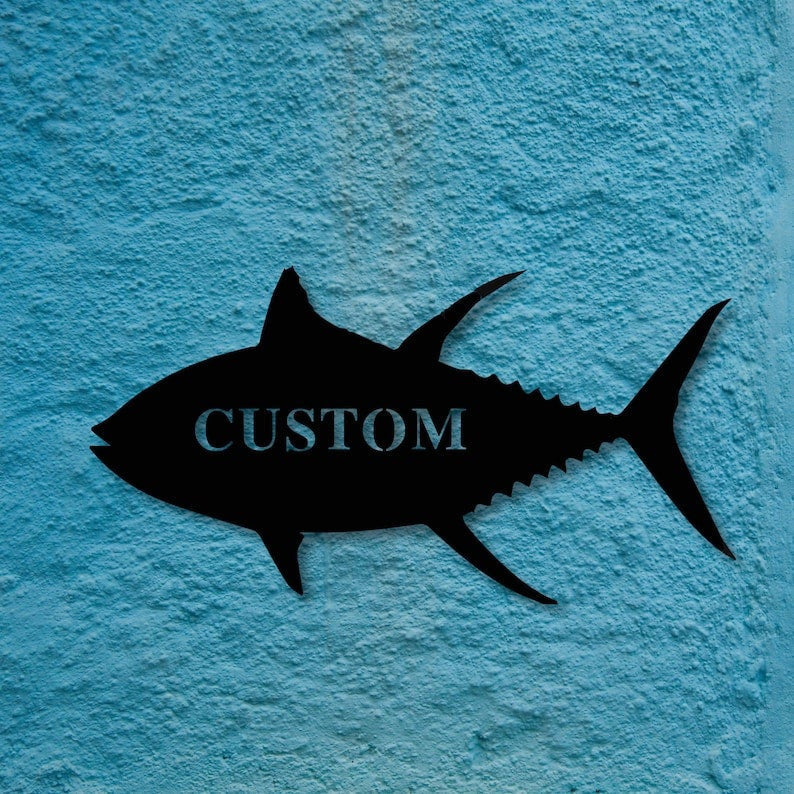 Custom Tuna Sign Metal Fish Sign Personalized Name Fish Sign Tuna Address Sign L Gift For Fisherman Tuna Sign Fishing