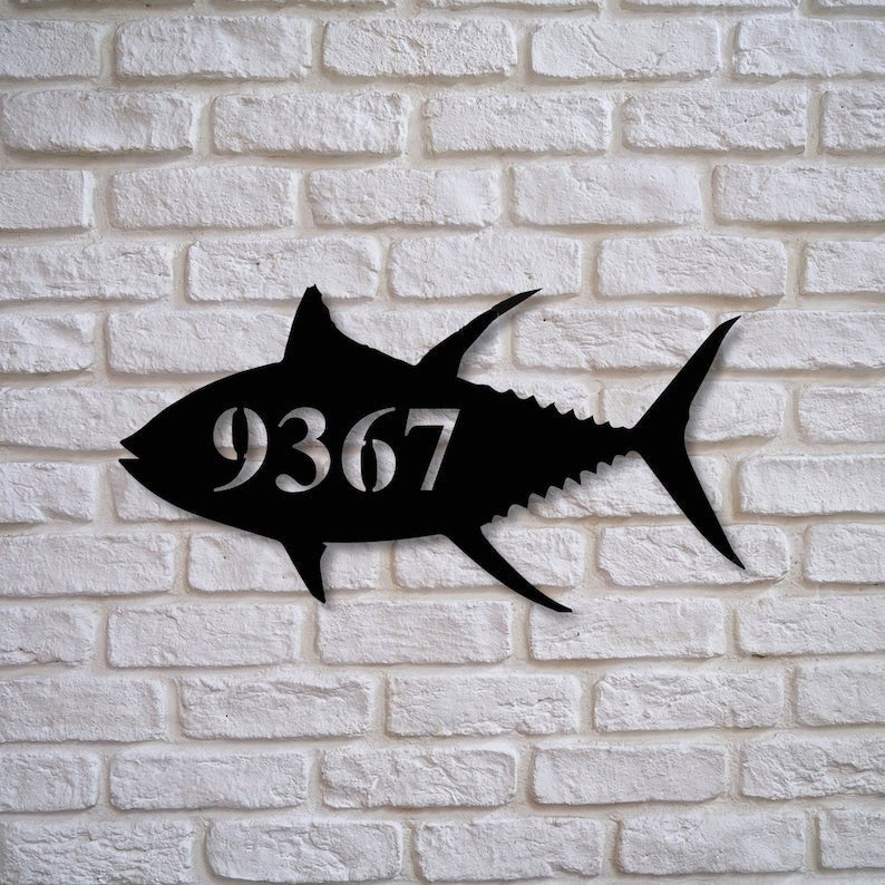 Custom Tuna Sign Metal Fish Sign Personalized Name Fish Sign Tuna Address Sign L Gift For Fisherman Tuna Sign Fishing