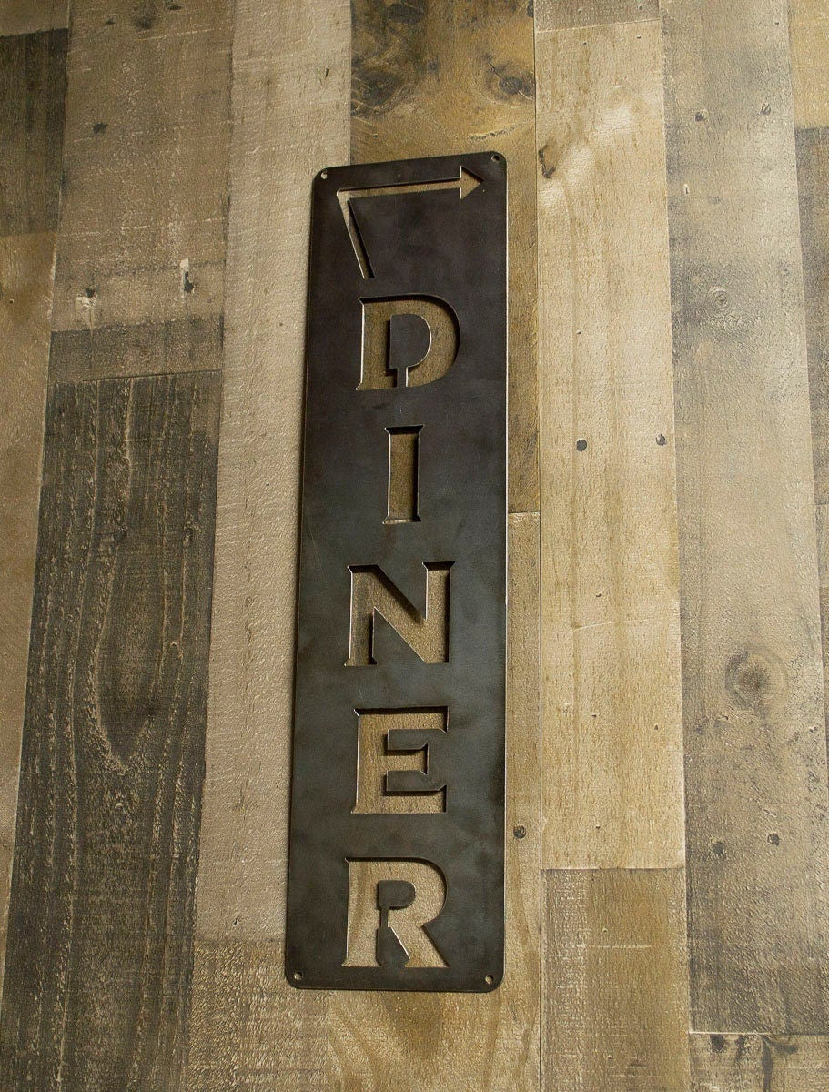Diner Vertical Sign Arrow Metal Sign Left Or Right Facing Kitchen Decor Cooking Farmhouse Cook Gift Kitchen Wall Art