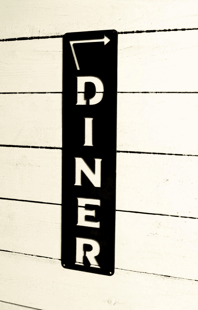 Diner Vertical Sign Arrow Metal Sign Left Or Right Facing Kitchen Decor Cooking Farmhouse Cook Gift Kitchen Wall Art