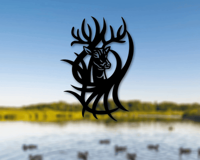 Deer Metal Sign Deer Decor Deer Head Sign Deer Hunting Sign Antler Sign Deer Antler Sign Hunters Gift Hunting Decor Deer