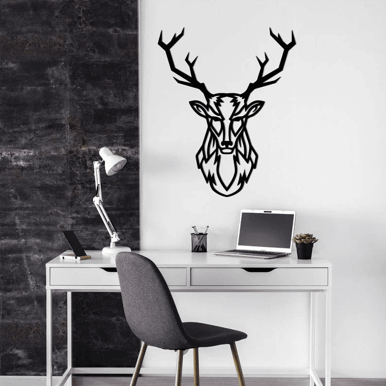 Deer Wall Art Metal Wall Decor Metal Wall Arthousewarming Gift Living Room Wall Art Office Wall Hanging Animal Decor