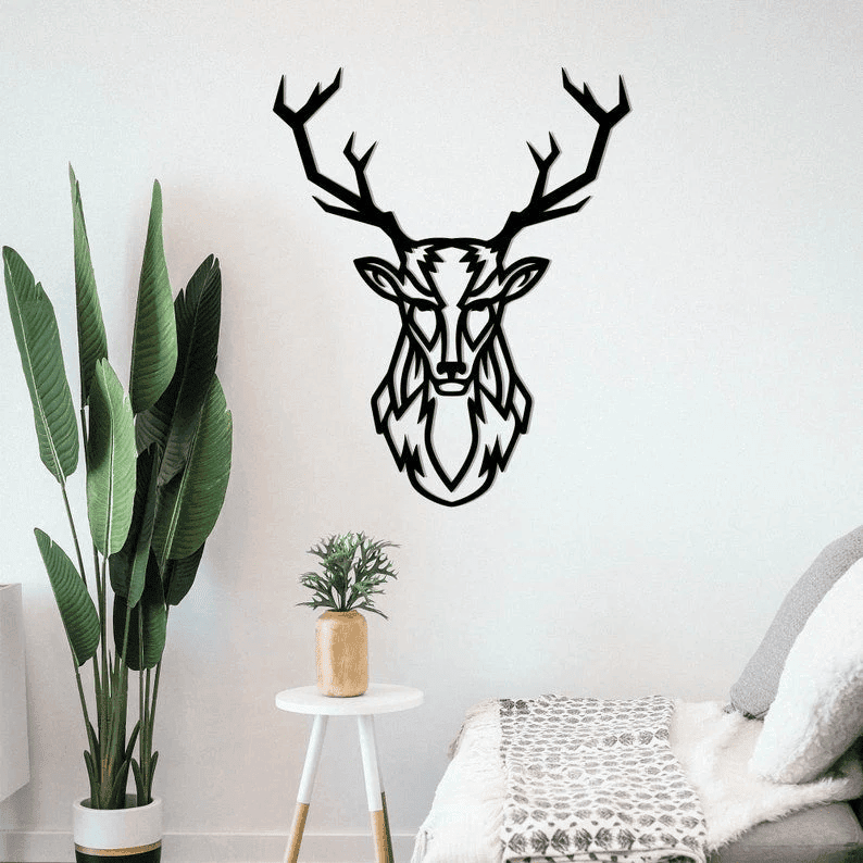Deer Wall Art Metal Wall Decor Metal Wall Arthousewarming Gift Living Room Wall Art Office Wall Hanging Animal Decor