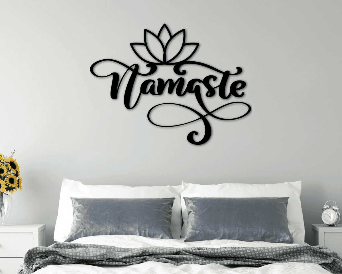 Namaste Metal Wall Sign Namaste Wall Art Meditation Wall Art Lotus Flower Metal Wall Art Yoga Studio Decor Yoga Decor