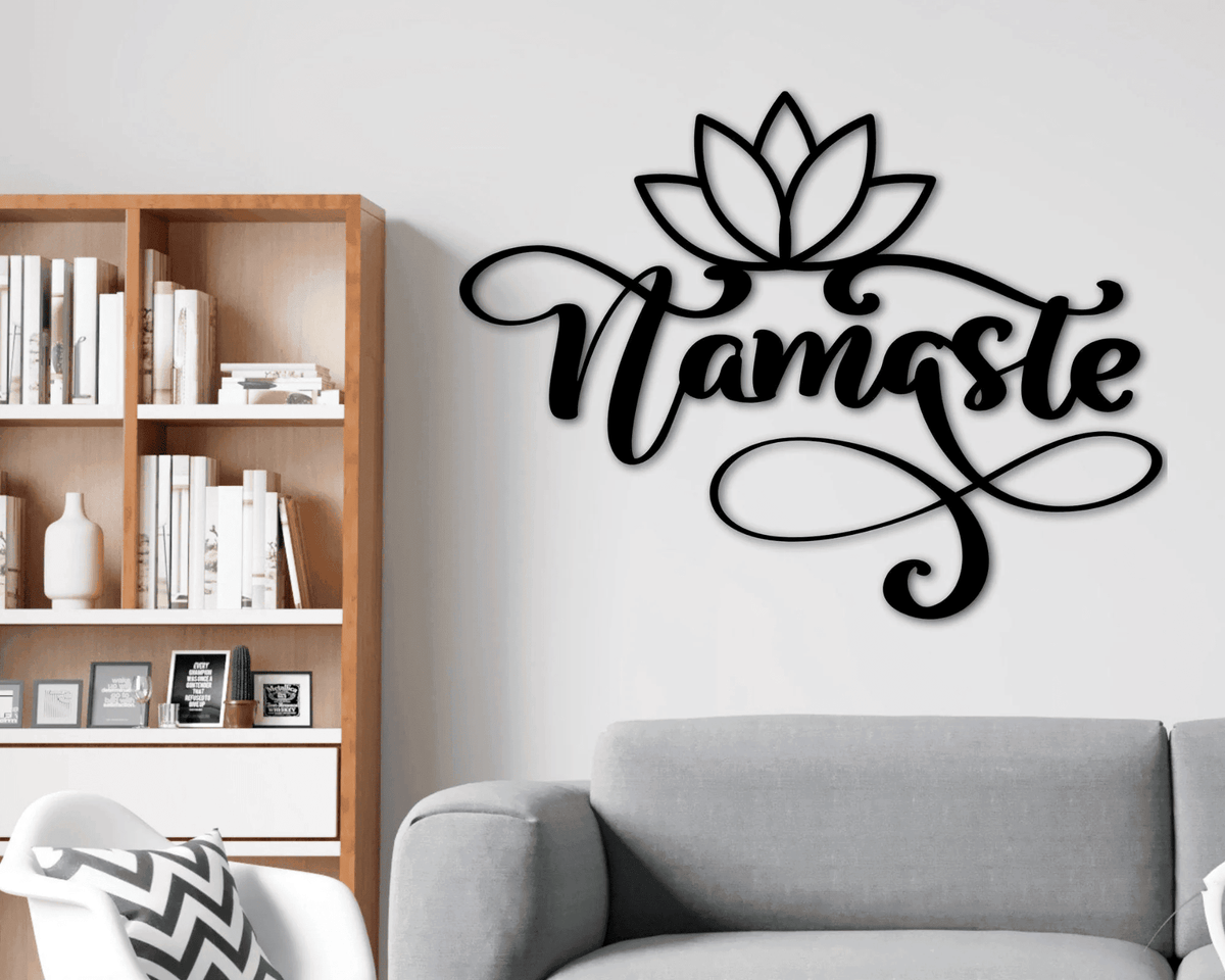 Namaste Metal Wall Sign Namaste Wall Art Meditation Wall Art Lotus Flower Metal Wall Art Yoga Studio Decor Yoga Decor