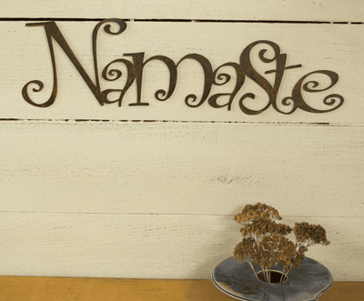 Namaste Metal Sign Farmhouse Decor Rustic Raw Metal Word Wall Art Yoga Housewarming Gift