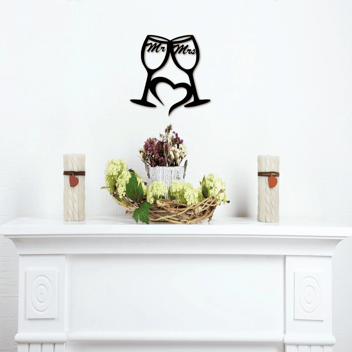 Mr And Mrs Sign Metal Wine Glasses With Heart Bride And Groom Gifts Champagne Flutes Love Decor Wedding Sign Gift For