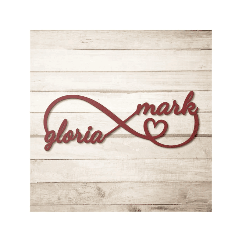 Newly Wed Gift Infinity Heart Metal Sign Infinity Love Sign Newly Engaged Gift Custom Mr & Mrs Sign Anniversary