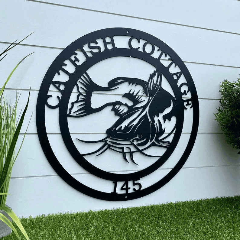 Personalized Catfish Fishing Sign Custom Metal Sign Outdoor Sign Weatherproof Sign Personalized Sign