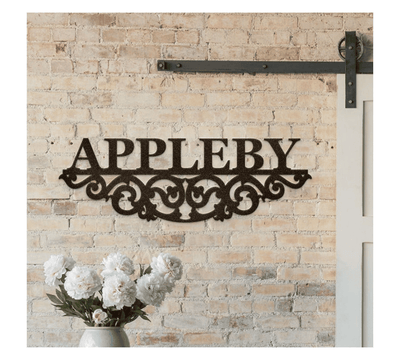 Personalized Family Name Sign Steel Scroll