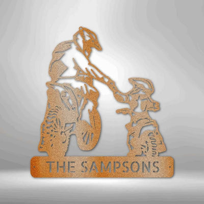 Personalized Father And Son Motocross Monogram Metal Wall Sign Father's Day Motorcycle Metal Sign Brother Motocross