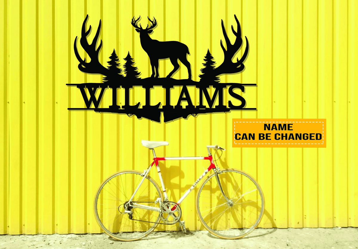 Personalized Deer Hunting Metal Sign Deer Sign Hunting Monogram Farmhouse Sign Family Name Sign Man Cave Hunter Gift