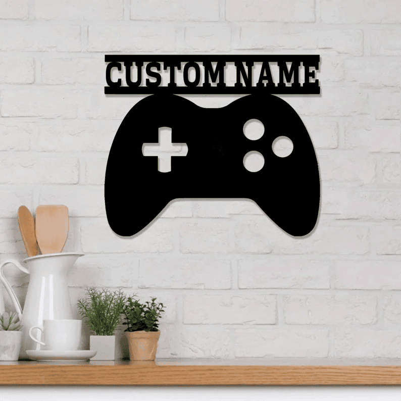 Personalized Game Metal Sign Gamer Name Sign Metal Name Sign Custom Game Room Metal Wall Art Video Game Home Decor Kids