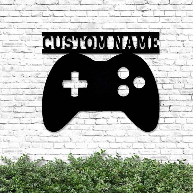 Personalized Game Metal Sign Gamer Name Sign Metal Name Sign Custom Game Room Metal Wall Art Video Game Home Decor Kids