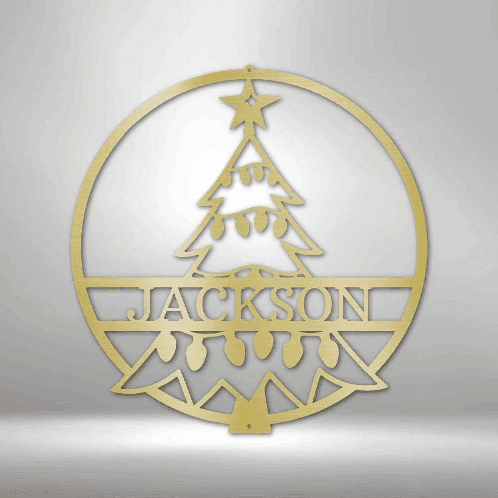 Personalized Christmas Tree Monogram Metal Wall Art Christmas Gift Idea Holiday Housewarming Gift
