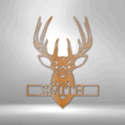 Personalized Buck Mount Monogram Metal Wall Art Deer Hunter Metal Wall Sign Custom Hunting Metal Wall Art
