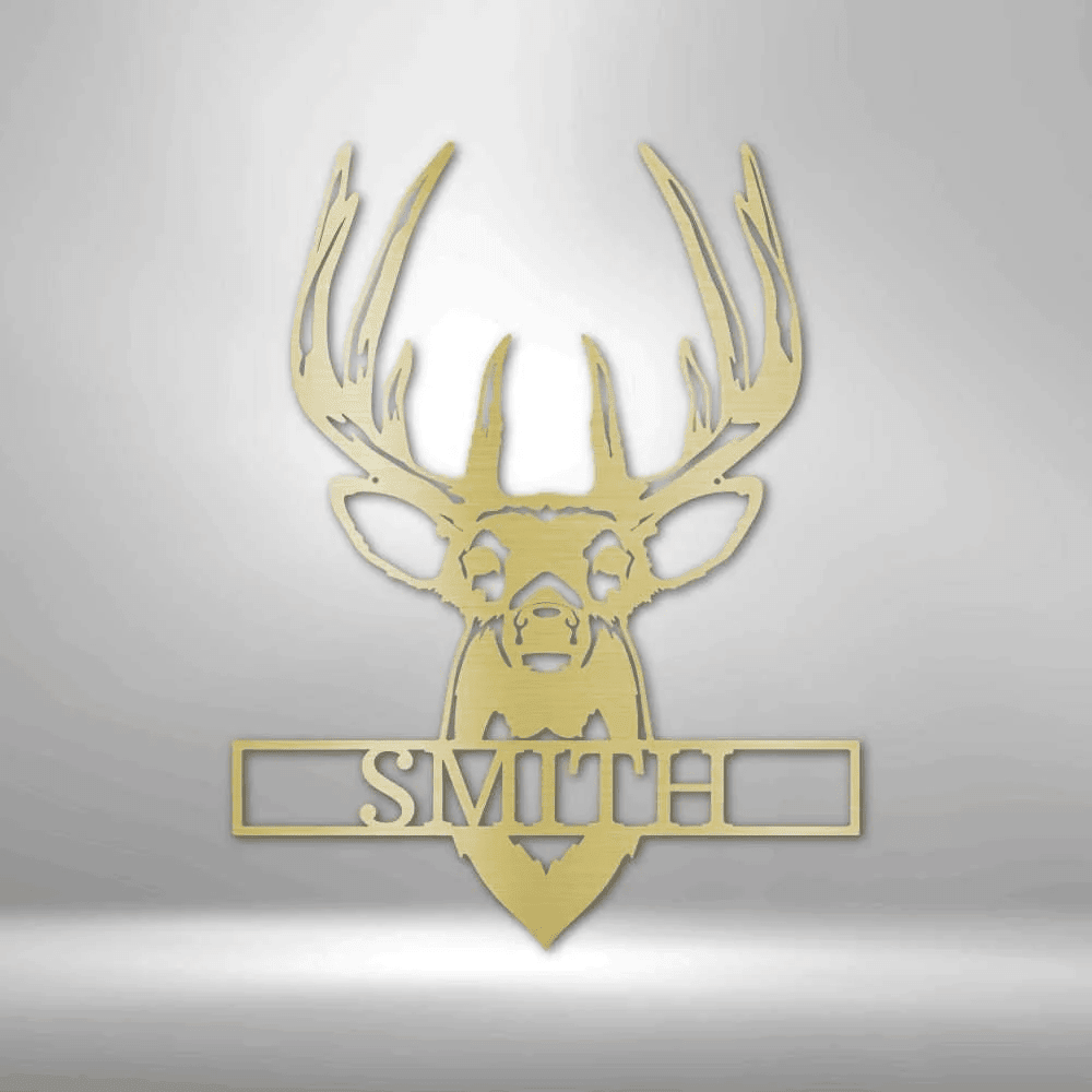 Personalized Buck Mount Monogram Metal Wall Art Deer Hunter Metal Wall Sign Custom Hunting Metal Wall Art