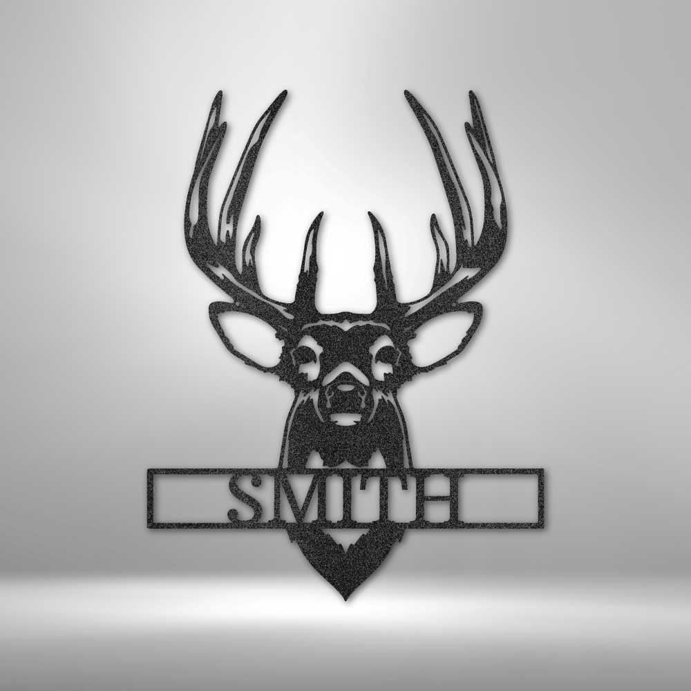 Personalized Buck Mount Monogram Metal Wall Art Deer Hunter Metal Wall Sign Custom Hunting Metal Wall Art