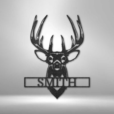 Personalized Buck Mount Monogram Metal Wall Art Deer Hunter Metal Wall Sign Custom Hunting Metal Wall Art