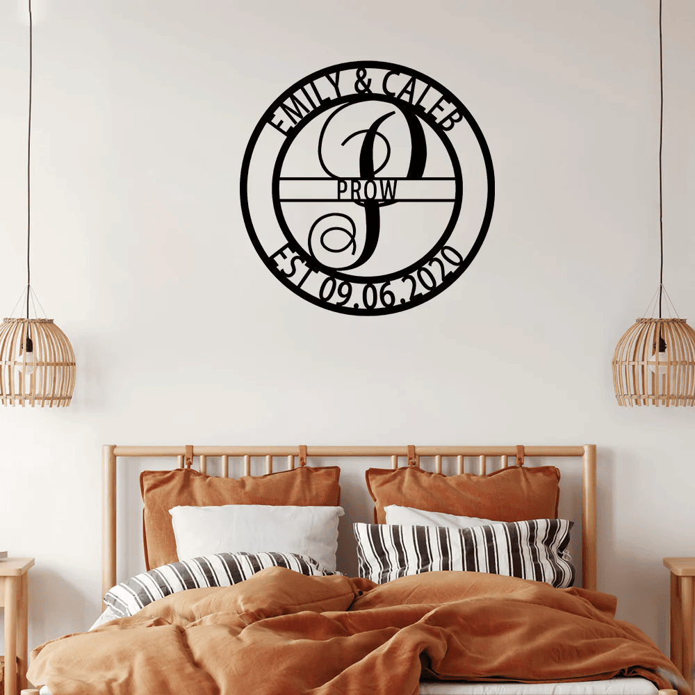 Personalized Elaborate Family Name Metal Sign Metal Wall Art Door Hanger Wedding Gift Metal Monogram Sign Custom Metal