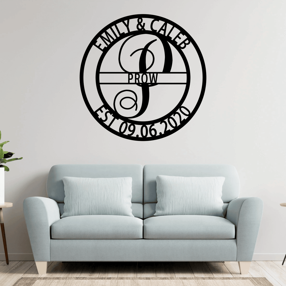 Personalized Elaborate Family Name Metal Sign Metal Wall Art Door Hanger Wedding Gift Metal Monogram Sign Custom Metal