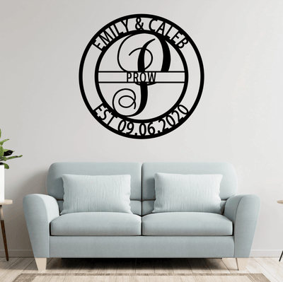 Personalized Elaborate Family Name Metal Sign Metal Wall Art Door Hanger Wedding Gift Metal Monogram Sign Custom Metal