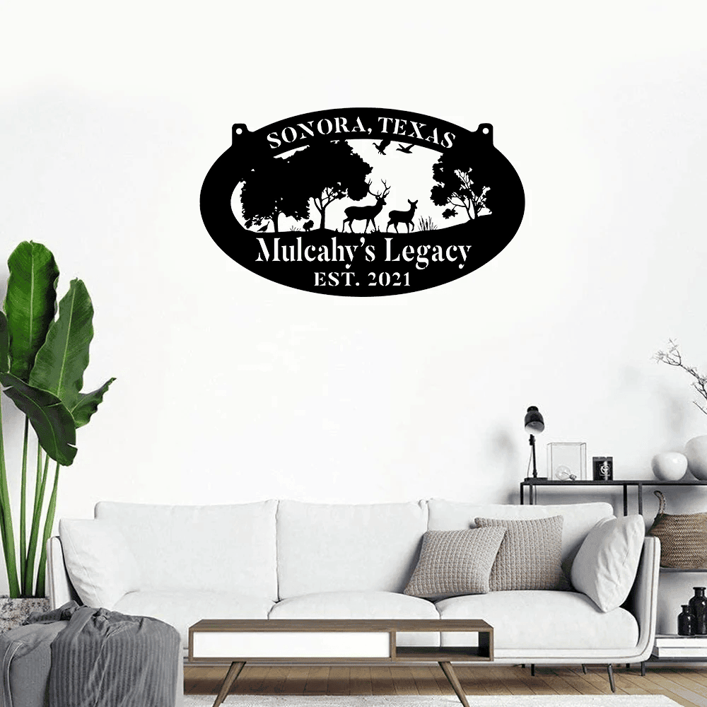 Personalized Deer Turkey Hunting Hunter Metal Sign Monogram Custom Outdoor Cabin Lodge Camp Wall Decor Art Gift For Him