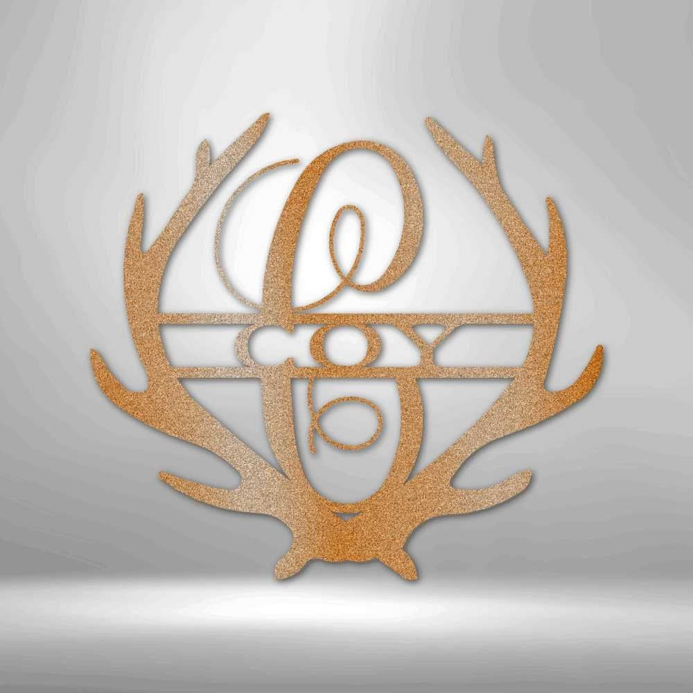 Personalized Antler Monogram Metal Wall Sign Nursery Wall Art Custom Hunting Wall Art