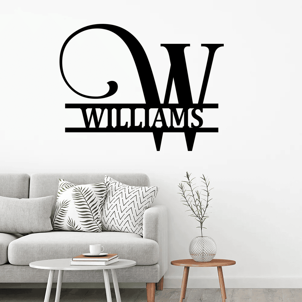Personalized Family Name Metal Art Cut to Order Name Sign Closing Gift Metal Monogram Housewarming Wedding