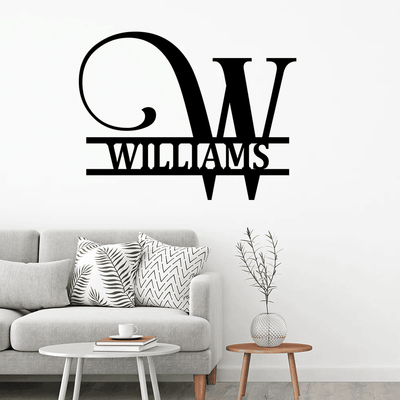 Personalized Family Name Metal Art Cut to Order Name Sign Closing Gift Metal Monogram Housewarming Wedding