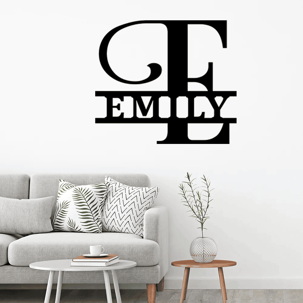Personalized Family Name Metal Art Cut to Order Name Sign Closing Gift Metal Monogram Housewarming Wedding