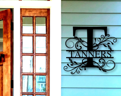 Personalized Family Name Metal Sign Housewarming Gift Metal Monogram Sign Door Hanger Last Name Sign Metal Wall Art