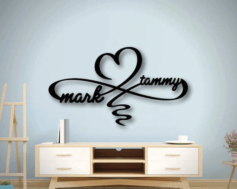 Personalized Infinity Heart Metal Sign Infinity Sign Custom Family Sign Metal Infinity Symbol Wedding Gifts Best