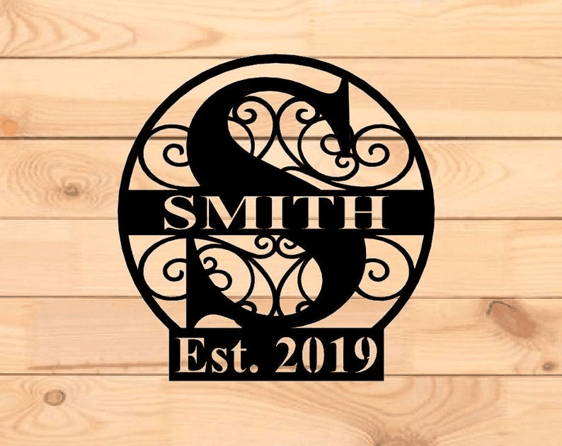 Personalized Family Name Metal Sign Housewarming Gift Established Sign Door Hanger Metal Last Name Sign Metal Wall Art