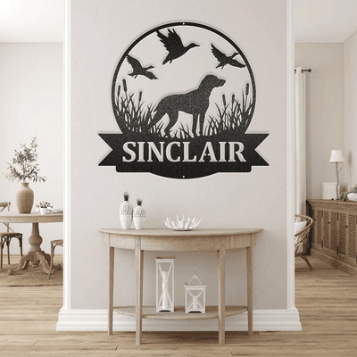 Personalized Duck Hunting Monogram Lab Hunting Decor Wildlife Sign Dog Hunting Handcrafted Metal Art Wall Decor