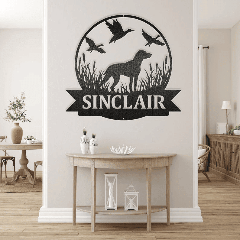 Personalized Duck Hunting Monogram Lab Hunting Decor Wildlife Sign Dog Hunting Handcrafted Metal Art Wall Decor