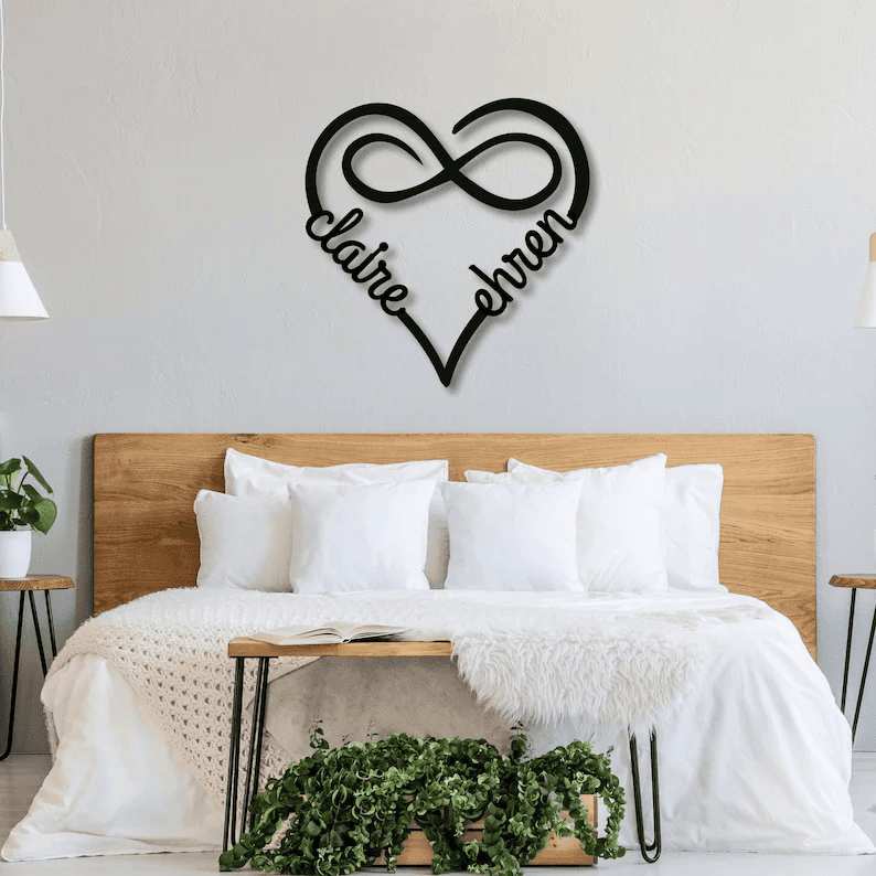 Personalized Metal Infinity Heart Sign Custom Metal Infinity Heart Sign Gift for Valentine's Day Gift for Wife Gift