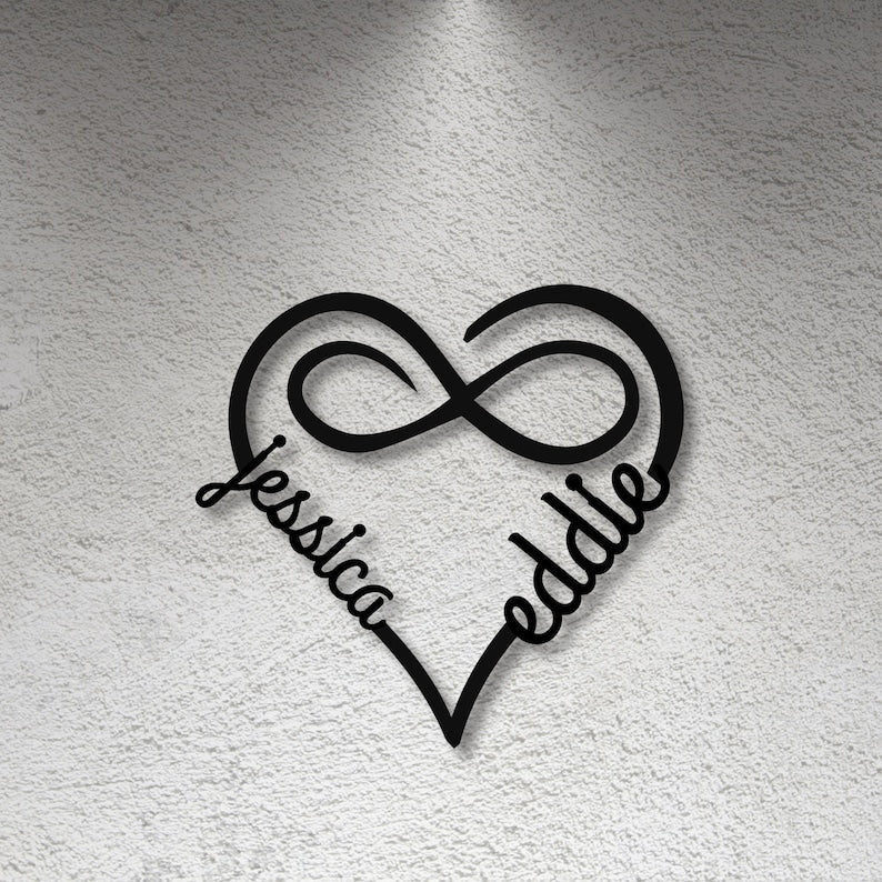 Personalized Metal Infinity Heart Sign Custom Metal Infinity Heart Sign Gift for Valentine's Day Gift for Wife Gift