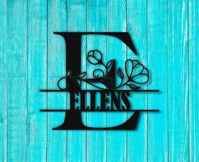Personalized Metal Sign Metal Wall Sign Custom Last Name Sign Family Name Sign Metal Wall Art Split Monogram Custom
