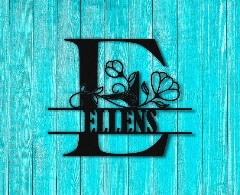Personalized Metal Sign Metal Wall Sign Custom Last Name Sign Family Name Sign Metal Wall Art Split Monogram Custom