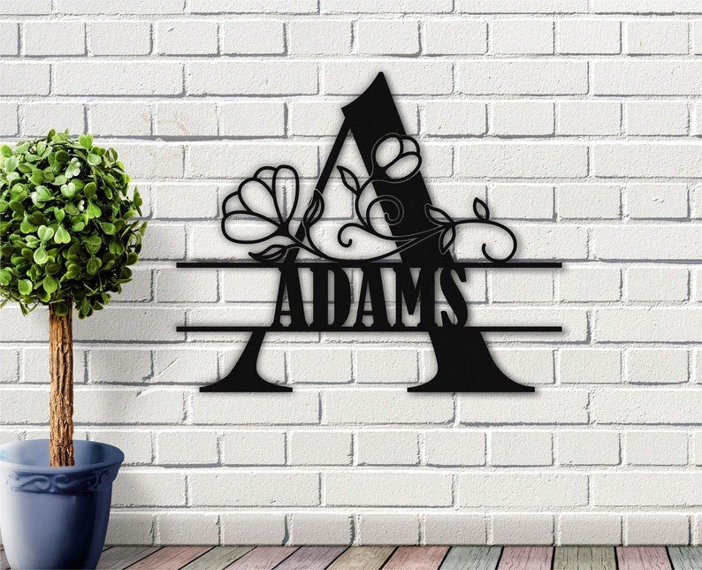 Personalized Metal Sign Metal Wall Sign Custom Last Name Sign Family Name Sign Metal Wall Art Split Monogram Custom