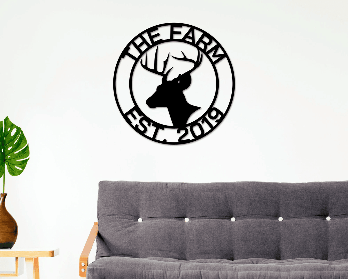 Ranch Sign Farm Sign Hunting Sign Deer Head Sign Metal Deer Sign Antler Decor Deer Camp Sign Last Name Sign Gift