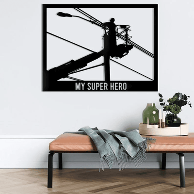Personalized Power Lineman Metal Wall Custom Lineman Last Name Decor Retirement Lineman Gift Electrician Wall Art Decor
