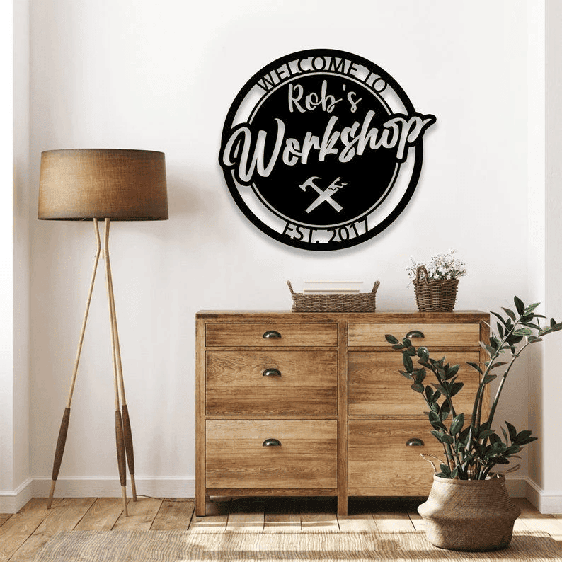 Personalized Metal Garage Wall Dad Workshop Metal Wall Art Man Cave Decor Mechanic Metal Sign Gift For Him Housewarming
