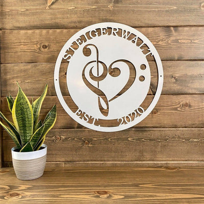 Personalized Music Note Heart Sign Gift For Musician Music Teacher Custom Metal Sign Christmas Gift