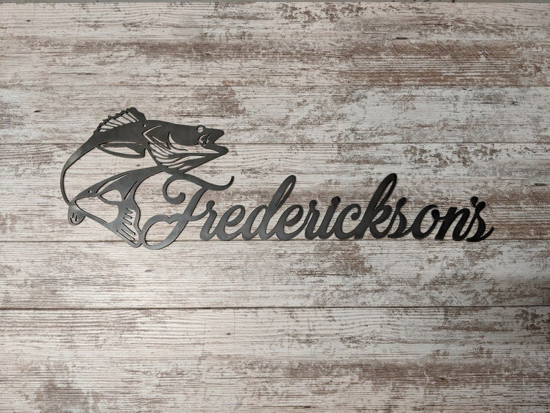 Personalized Metal Sign Fishing Sign Fisherman Gift Sign Custom Name Sign Metal Name Sign Outdoors Sign Hunting Fishing